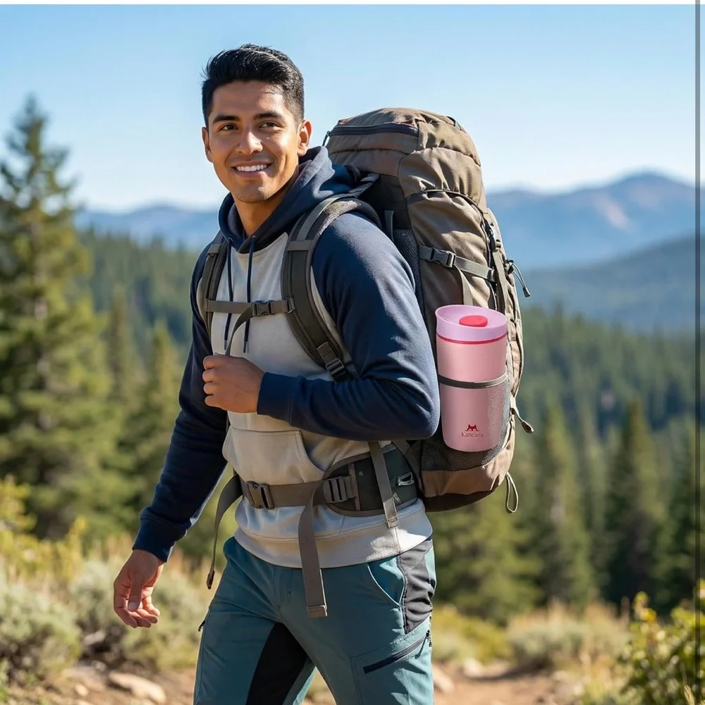 12 oz Travel insulated Tumbler with lid slider. Stainless steel coffee tumbler